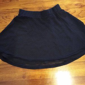 Black Textured Skater Skirt